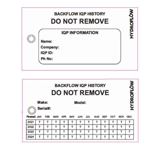 Backflow Test Tag (10 Pk)