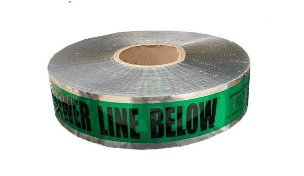 Warning Tape Detectable Foil Green "Sewer Line Below" 50mm x 300m