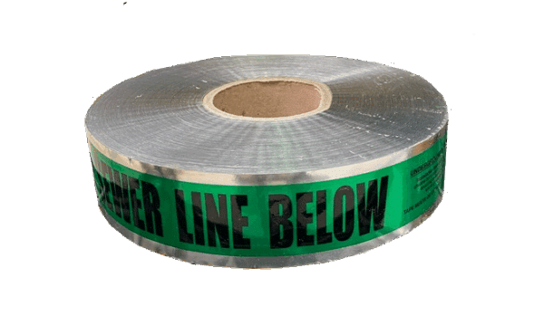 Warning Tape Detectable Foil Green "Sewer Line Below" 50mm x 300m