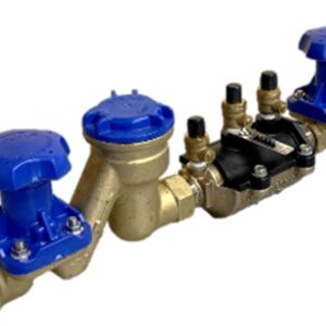 Acuflo Gunmetal Manifold with Blanking Cap Incorporating Top Entry Line Strainer, Diaphragm Isolating Valve, Fitted with Wilkins DCV Backflow Preventer and Downstream Isolating Valve