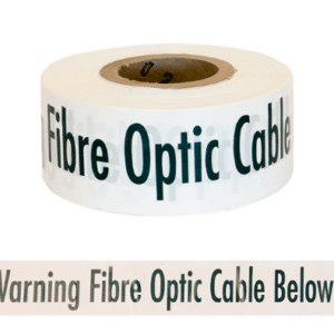 Warning Tape White "Fibre Optic Cable Below" 250M
